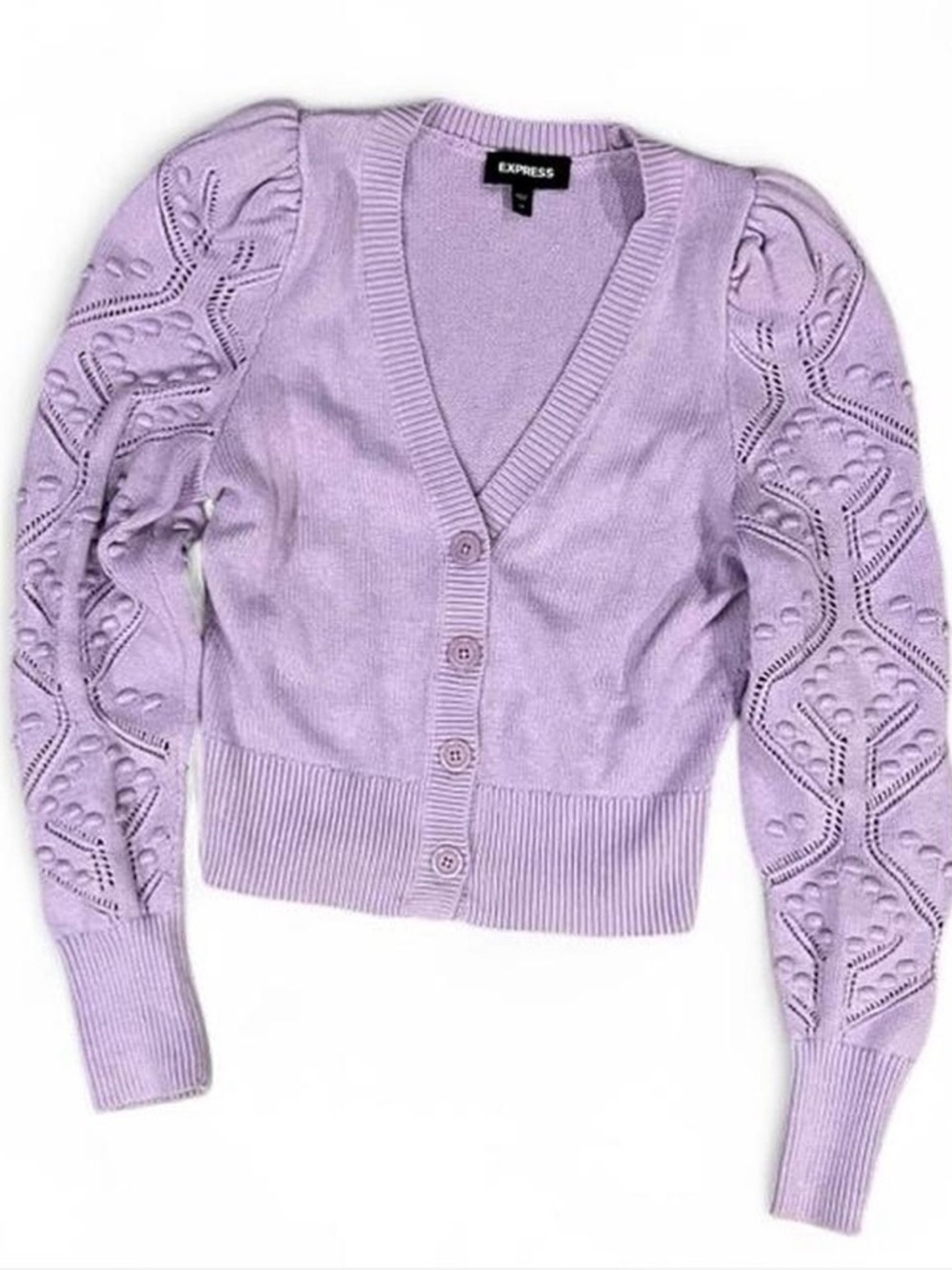 Lavender V-Neck Button Cardigan Sweater